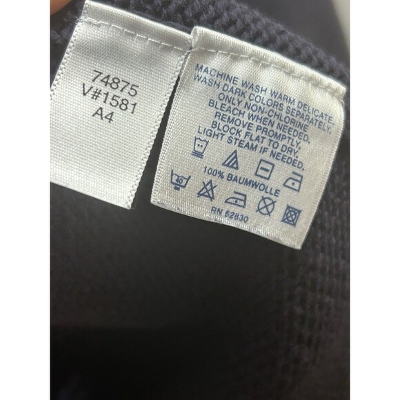 Lands’ End Mens Large Crewneck Sweater Navy Blue Cotton Pullover - Picture 4 of 6